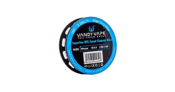 VandyVape Ni80 Superfine MTL Fused Clapton Draht – 3 M Rolle, 30 AWG X 2 + 38 AWG | Für Mund-zu-Lunge Dampfer, Schnellaufheizend